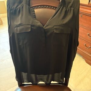 torrid  Harper Black Sleeveless V-Neck Blouse with Chest Flaps